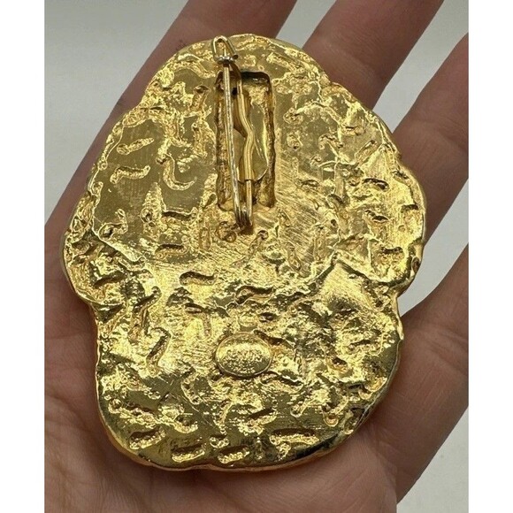 Vintage Reny Dis Paris Brooch Pin Gold Blue Green Large Gorgeous - Picture 9 of 12